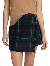 Plaid Pleated Wrap Skirt