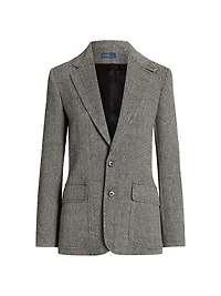 Linen-Blend Herringbone Single-Breasted Blazer