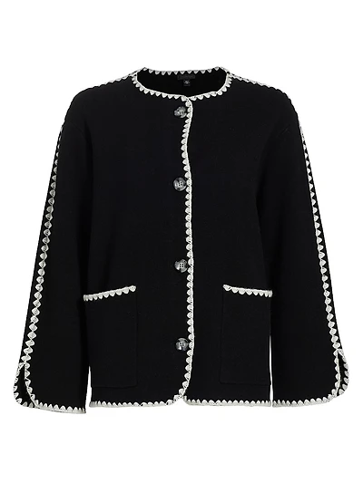 Whipstitch-Trim Cashmere Cardigan