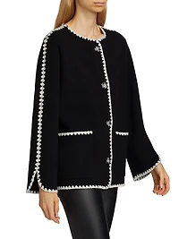 Whipstitch-Trim Cashmere Cardigan