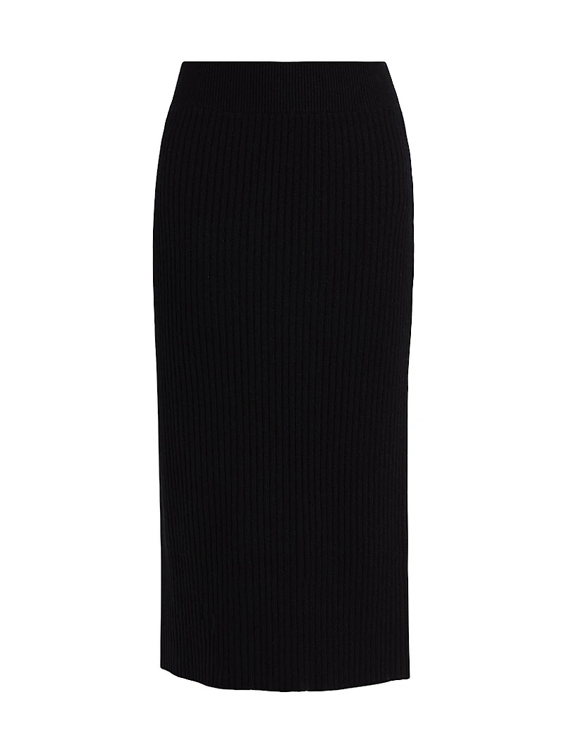Ribbed Cashmere Pencil Skirt