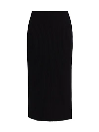 Ribbed Cashmere Pencil Skirt