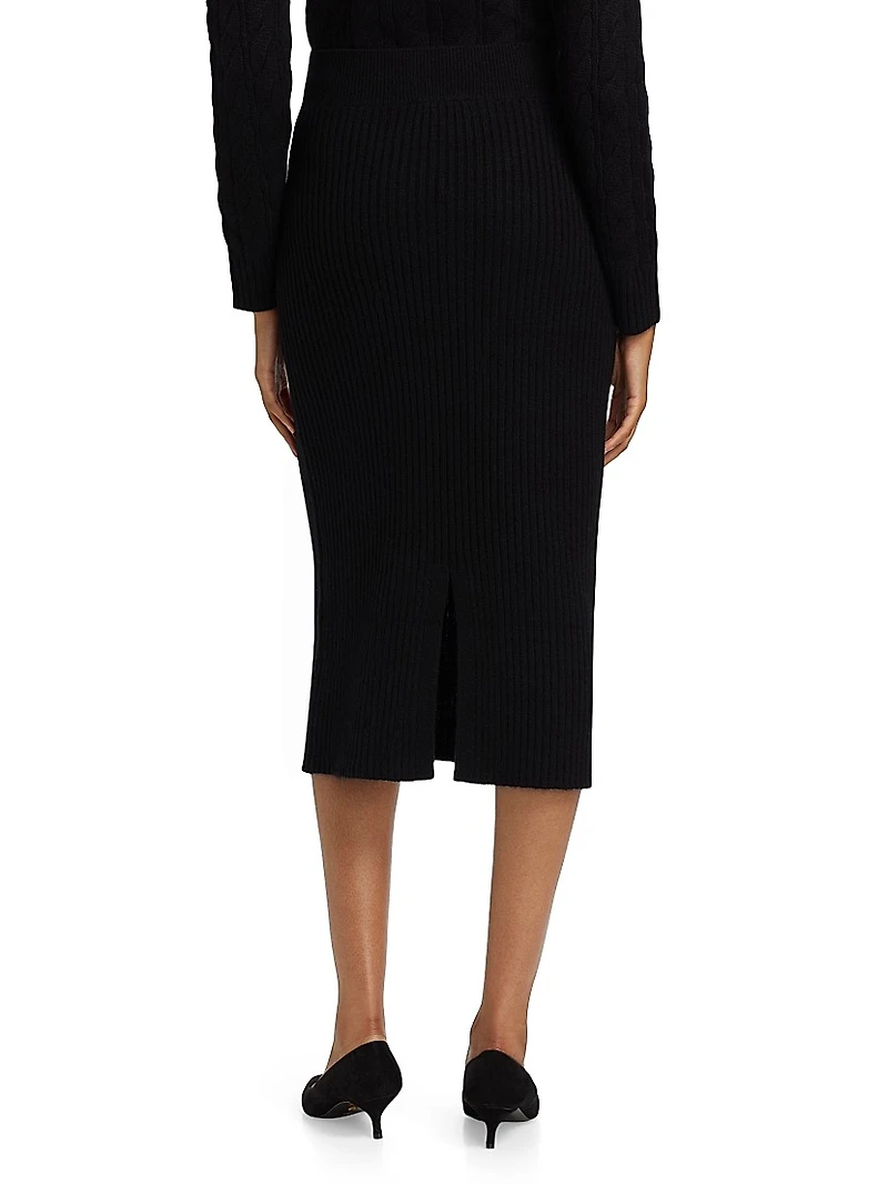 Ribbed Cashmere Pencil Skirt