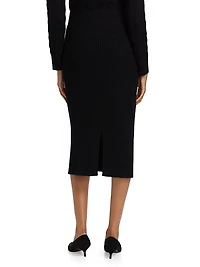 Ribbed Cashmere Pencil Skirt