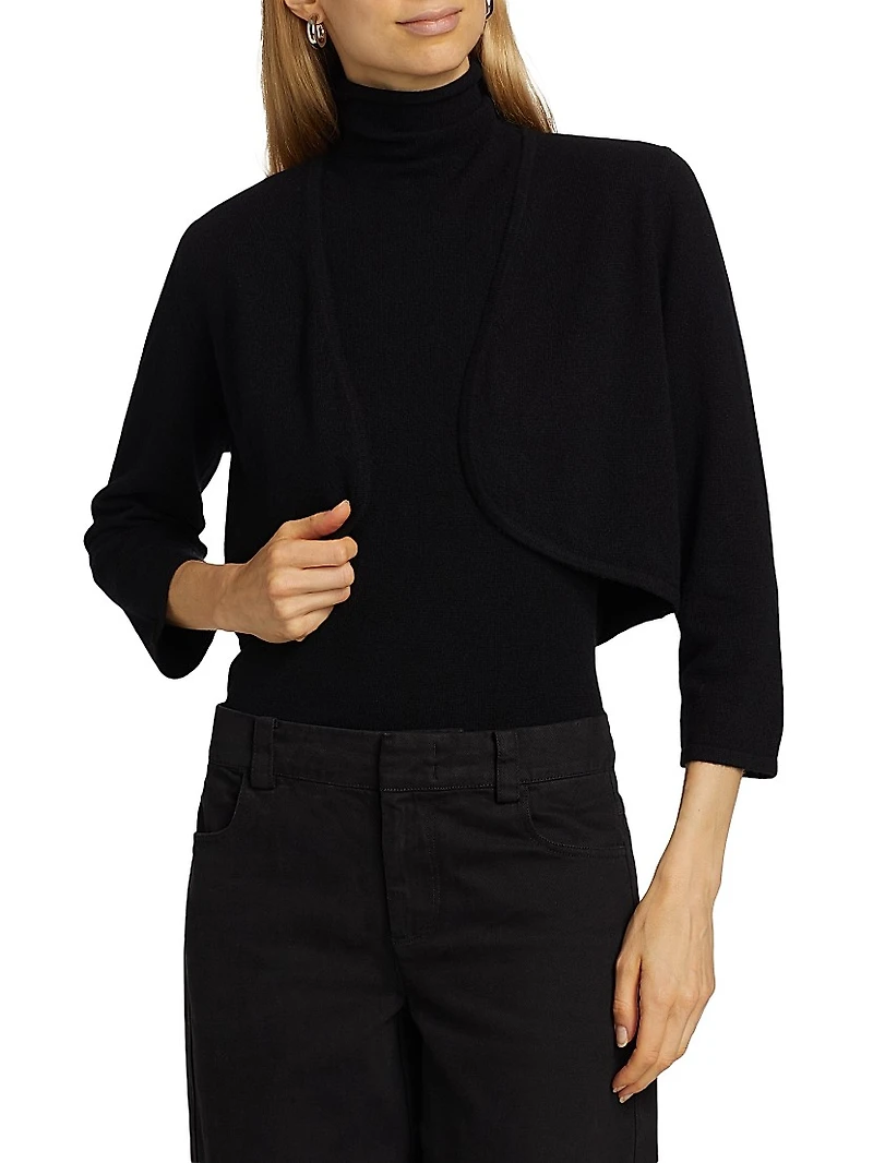 COLLECTION Cashmere Cropped Open Bolero Cardigan