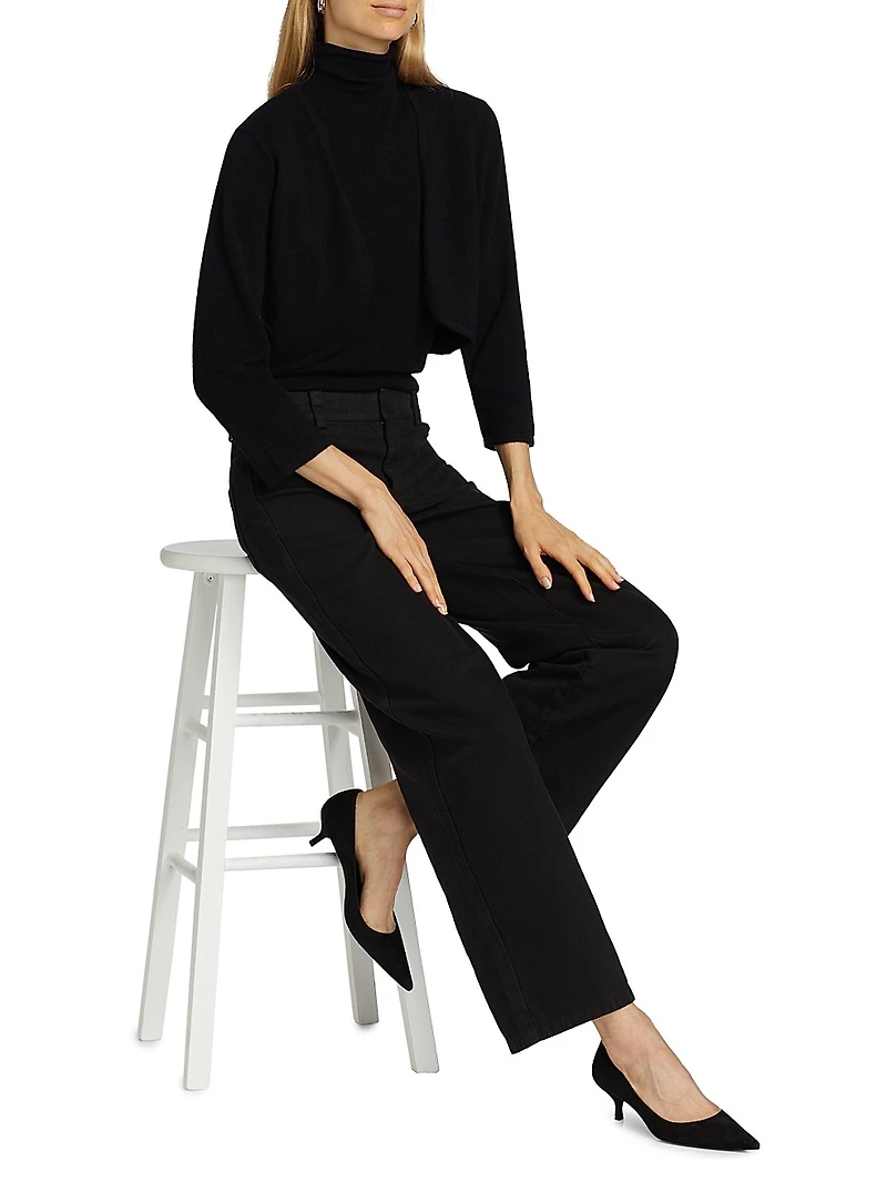 COLLECTION Cashmere Cropped Open Bolero Cardigan