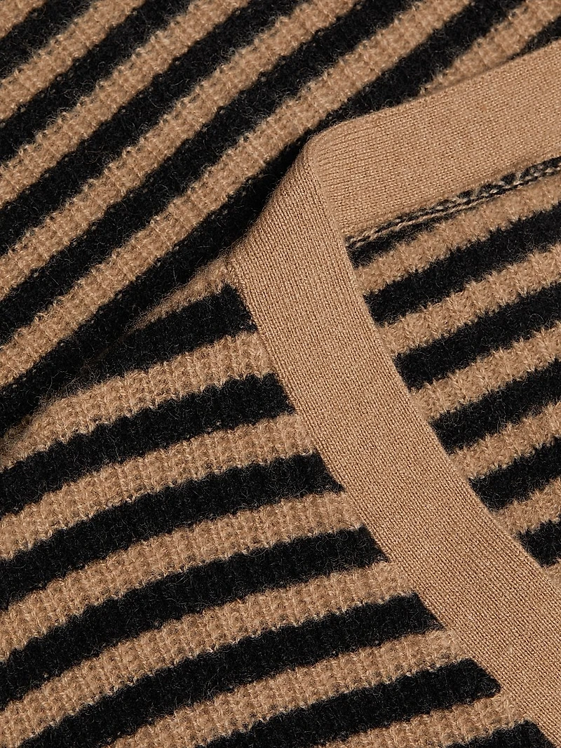 COLLECTION Striped Cashmere Balloon-Sleeve Rib-Knit Cardigan