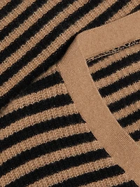 COLLECTION Striped Cashmere Balloon-Sleeve Rib-Knit Cardigan