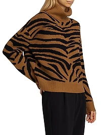 COLLECTION Cashmere Tiger Jacquard Turtleneck Sweater