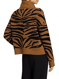 COLLECTION Cashmere Tiger Jacquard Turtleneck Sweater
