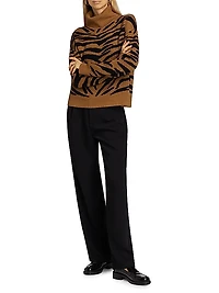 COLLECTION Cashmere Tiger Jacquard Turtleneck Sweater