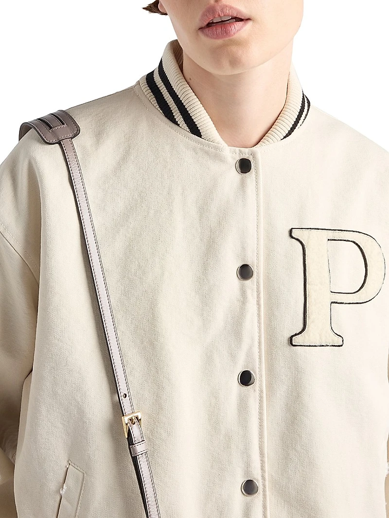 Canvas Bomber Jacket with Patches
