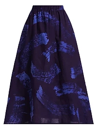 Ayoka Abstract Cotton Midi-Skirt
