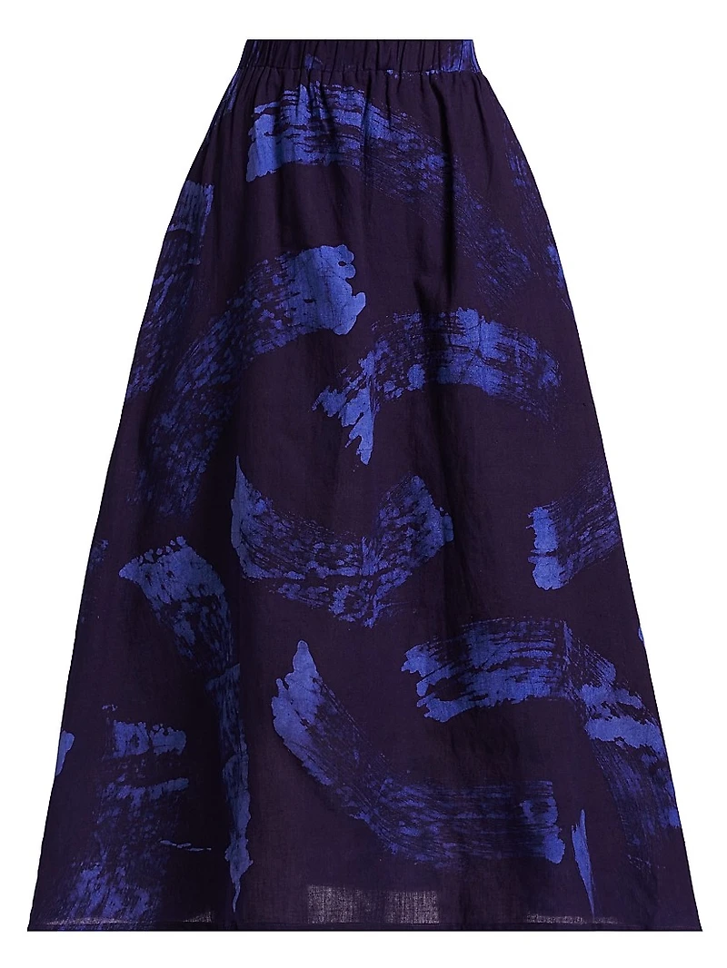 Ayoka Abstract Cotton Midi-Skirt