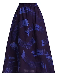 Ayoka Abstract Cotton Midi-Skirt