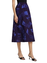 Ayoka Abstract Cotton Midi-Skirt