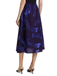 Ayoka Abstract Cotton Midi-Skirt