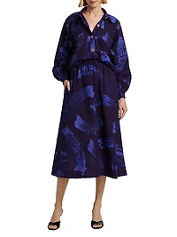 Ayoka Abstract Cotton Midi-Skirt