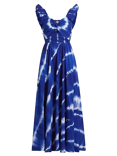 Ibukun Tie-Dye Ruffled Cotton Maxi-Dress