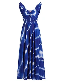 Ibukun Tie-Dye Ruffled Cotton Maxi-Dress
