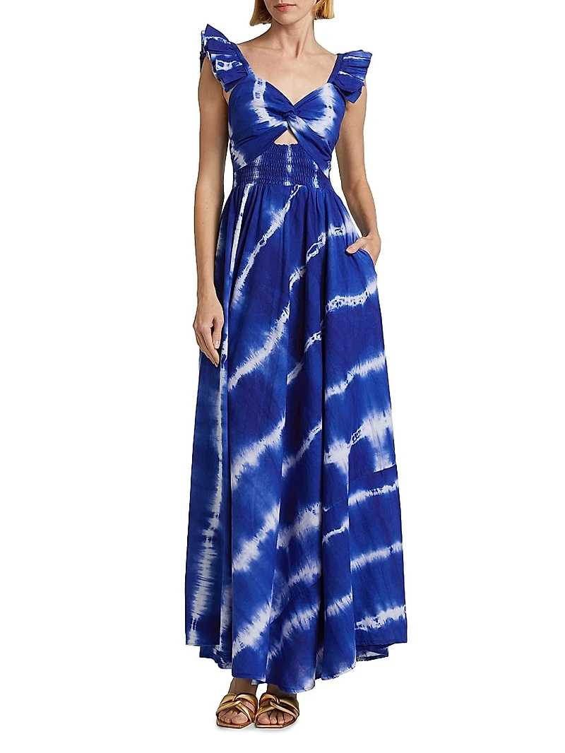 Ibukun Tie-Dye Ruffled Cotton Maxi-Dress