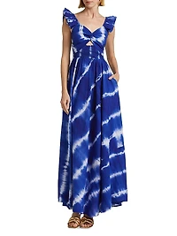 Ibukun Tie-Dye Ruffled Cotton Maxi-Dress