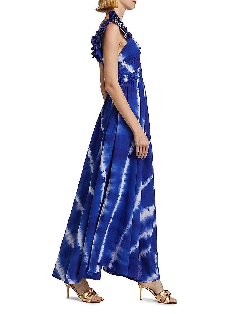 Ibukun Tie-Dye Ruffled Cotton Maxi-Dress