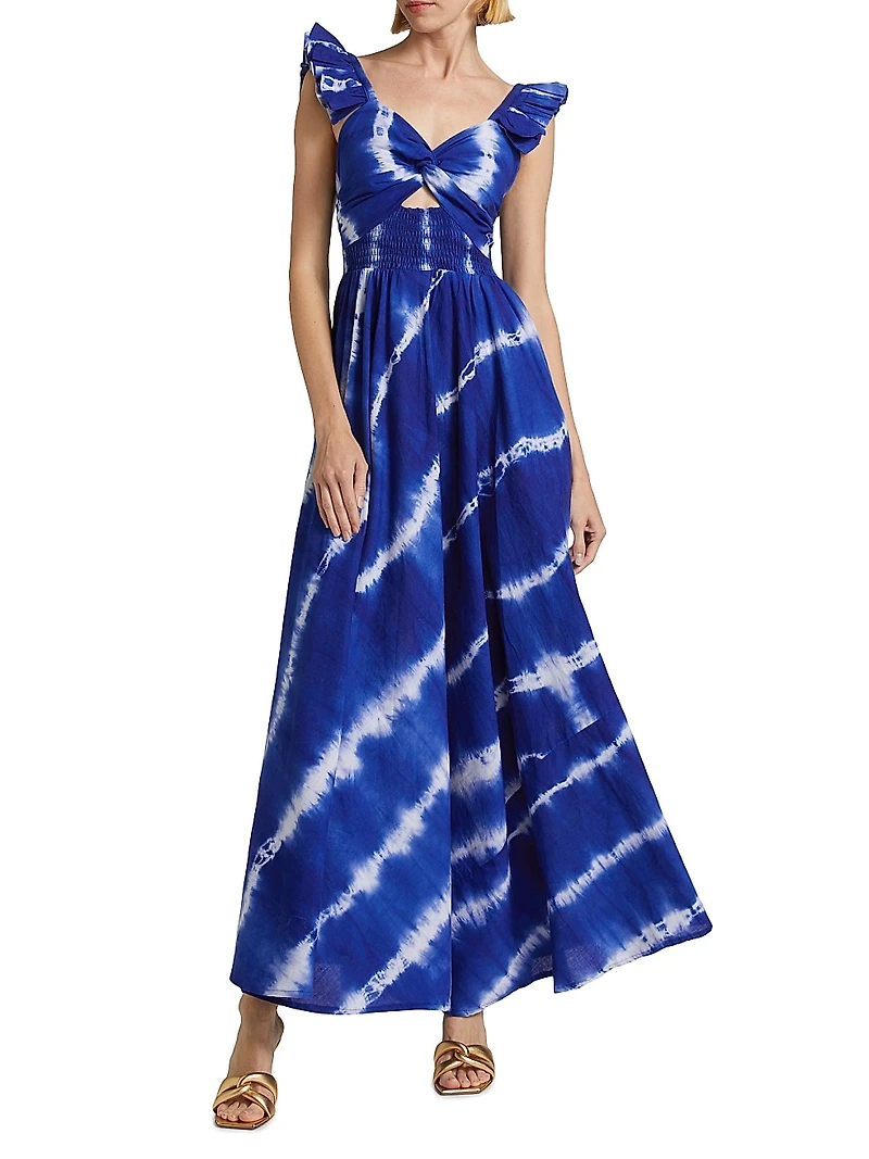 Ibukun Tie-Dye Ruffled Cotton Maxi-Dress