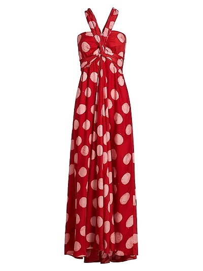 Anike Polka Dot Cotton Maxi-Dress