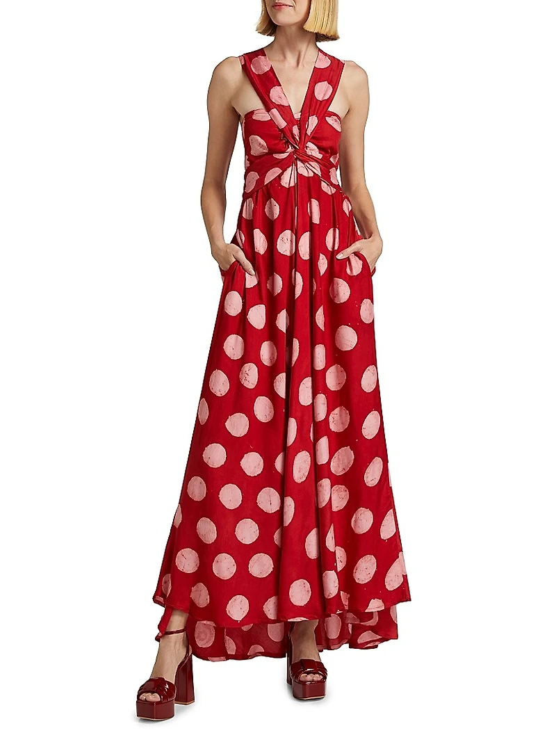Anike Polka Dot Cotton Maxi-Dress