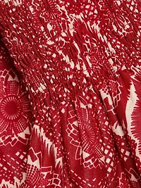 Sola Abstract Smocked Cotton Midi-Dress