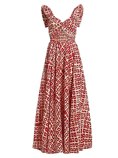 Ibukun Abstract Ruffled Cotton Midi-Dress