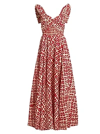 Ibukun Abstract Ruffled Cotton Midi-Dress