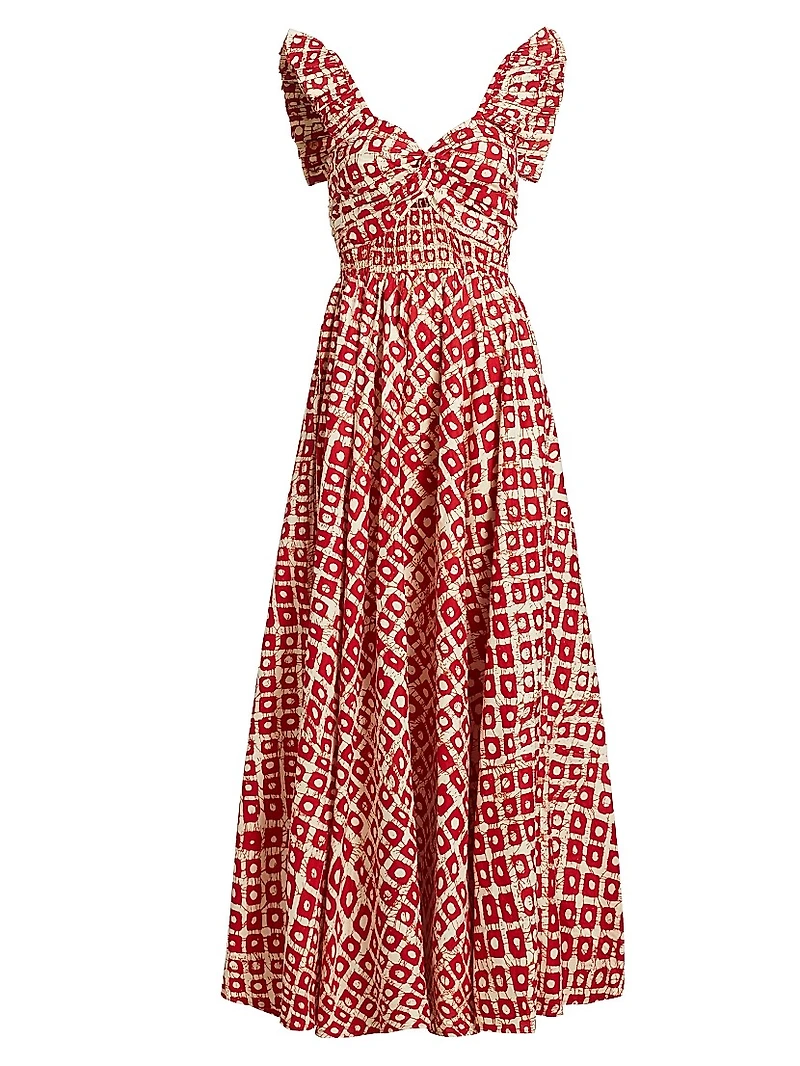 Ibukun Abstract Ruffled Cotton Midi-Dress