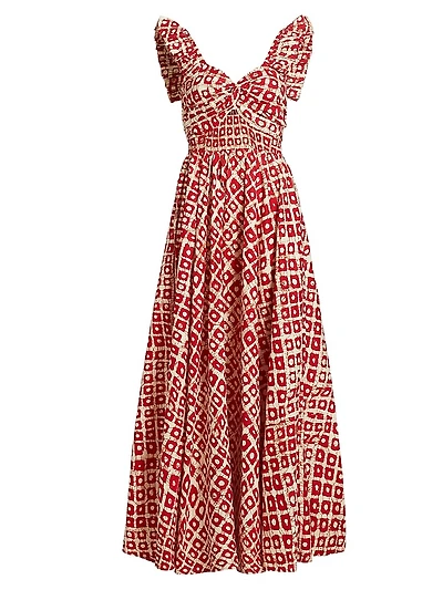 Ibukun Abstract Ruffled Cotton Midi-Dress