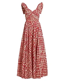 Ibukun Abstract Ruffled Cotton Midi-Dress