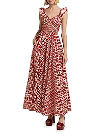 Ibukun Abstract Ruffled Cotton Midi-Dress