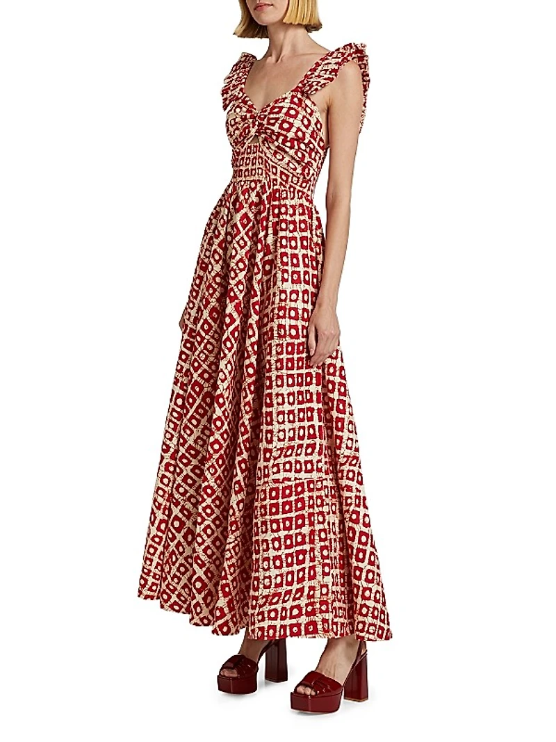 Ibukun Abstract Ruffled Cotton Midi-Dress