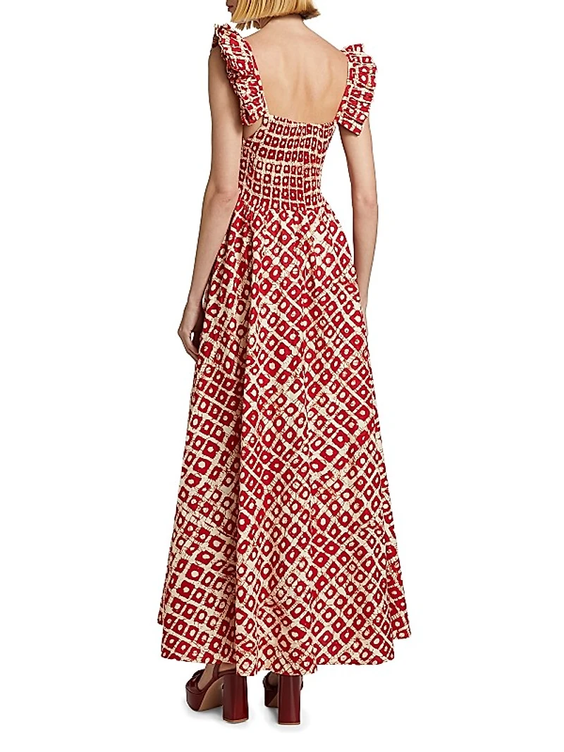 Ibukun Abstract Ruffled Cotton Midi-Dress