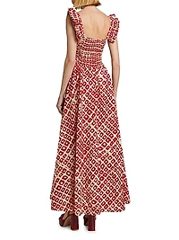 Ibukun Abstract Ruffled Cotton Midi-Dress