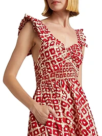 Ibukun Abstract Ruffled Cotton Midi-Dress