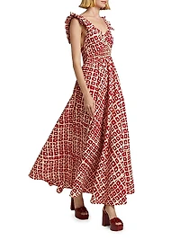 Ibukun Abstract Ruffled Cotton Midi-Dress