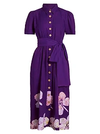 Asake Floral Cotton Tie-Waist Shirtdress