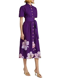 Asake Floral Cotton Tie-Waist Shirtdress