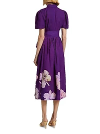Asake Floral Cotton Tie-Waist Shirtdress