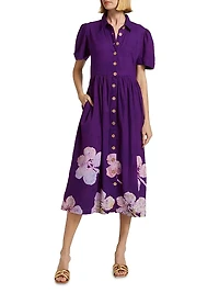 Asake Floral Cotton Tie-Waist Shirtdress