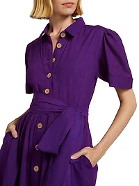 Asake Floral Cotton Tie-Waist Shirtdress