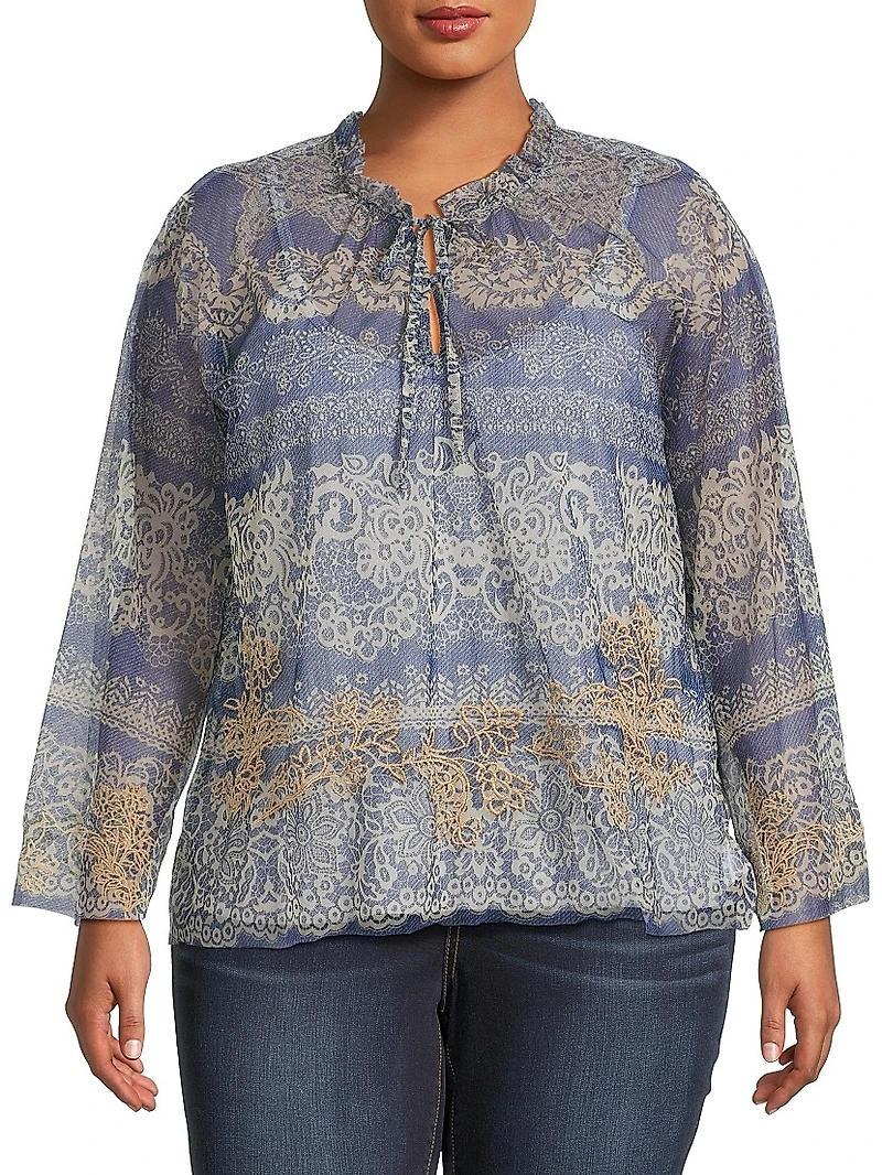 Plus Mazzy Peasant Blouse