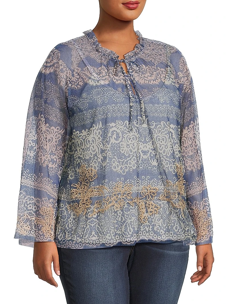 Plus Mazzy Peasant Blouse