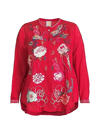 Plus Marcia Embroidered Blouse